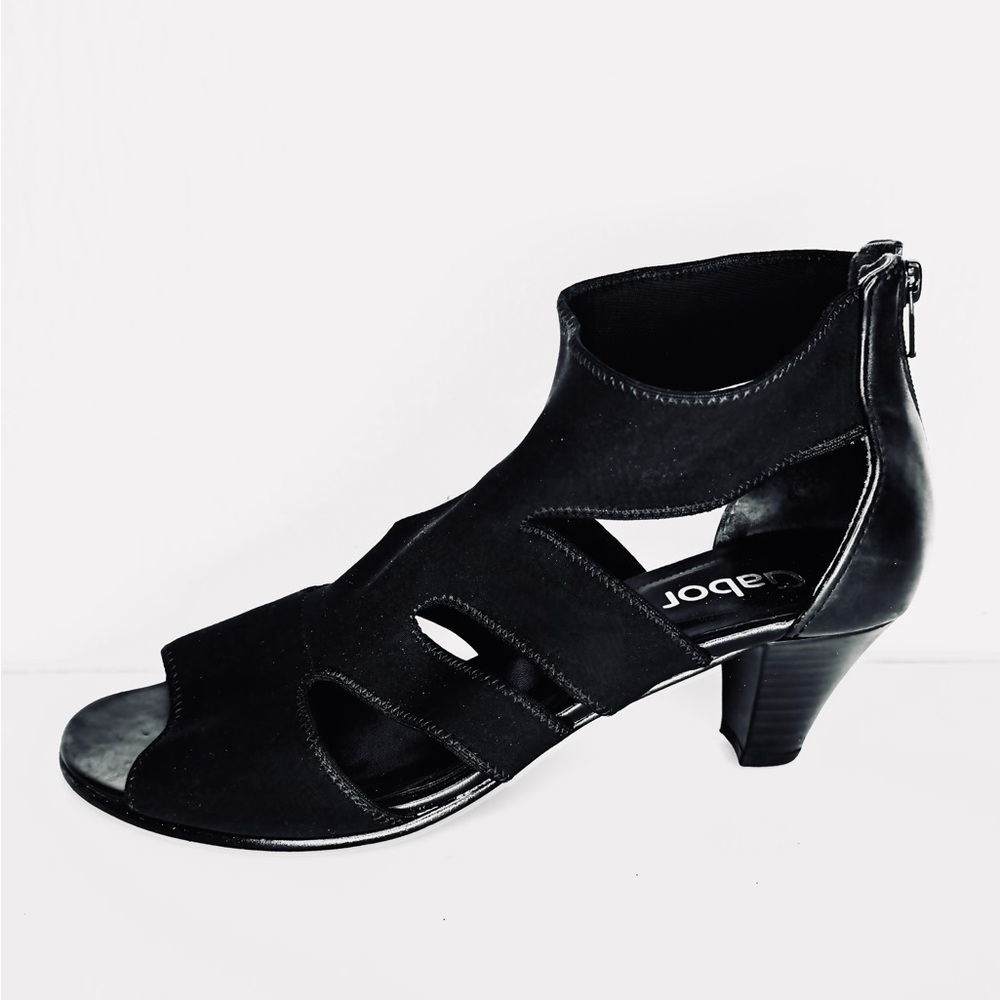 Gabor Black Sandals 2” Heel Open Tow Strappy